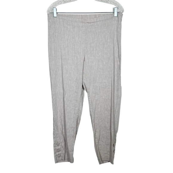 J. Jill Pants - J. Jill Womens Linen Stretch Oatmeal Tan Side Zip Elastic Back Pants Medium